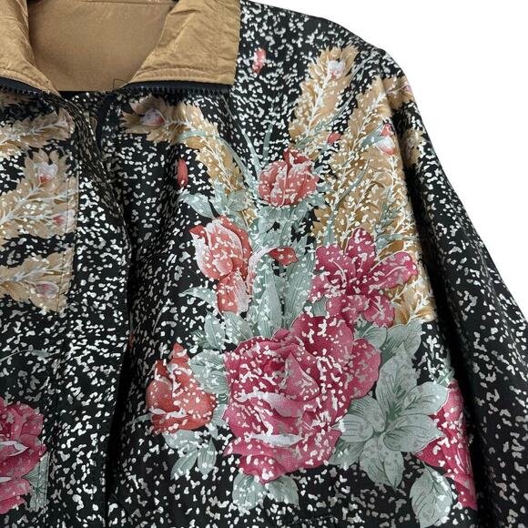 Vintage Metallic Floral/Black GDT TOO Reversible 90s Bomber Jacket One Size - Picture 6 of 13